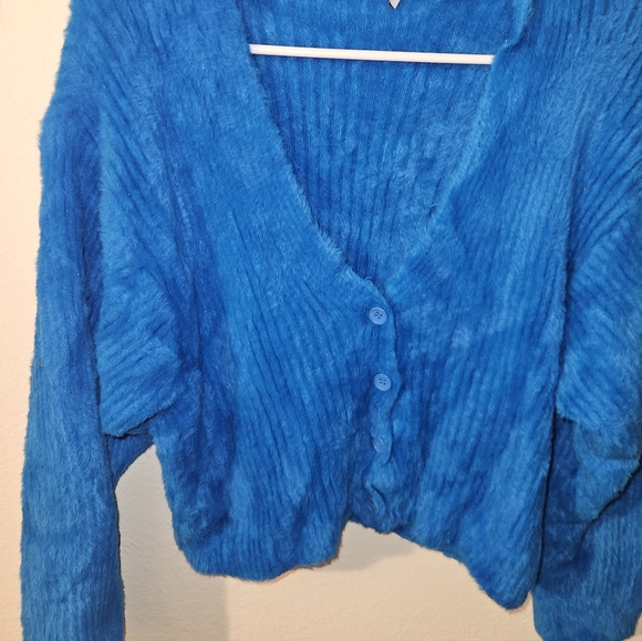 Zara Womans Blue Button Up Cropped Cardigan Size M - Picture 3 of 11